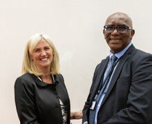 Donna lodge with patrick from the department for education